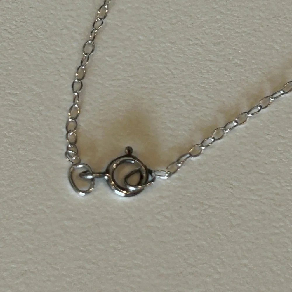 Sterling Silver Cross Necklace Ribbon Pendant with Crystals Stamped 925 CZ - Picture 10 of 13